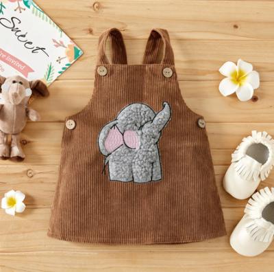 China Summer Street Elephant/Elk Corduroy Princess Infant Baby Girls Suspender Dress Formal Soft Fashion Sleeveless Casual Dress for sale