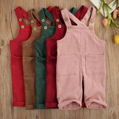 China MIOZING Corduroy MIOZING 6M-5Y Toddler Baby Boy Girl Corduroy Romper Overalls Outfits Solid Color Pocket Kids Clothes for sale