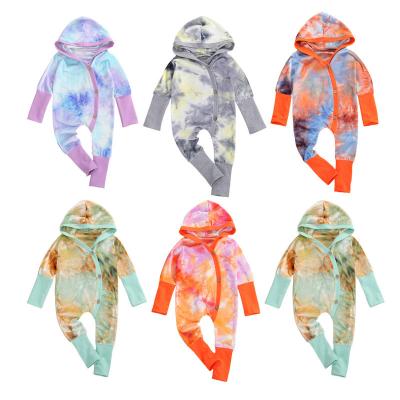 China MIOZING Brand New Regular Baby Infant Newborn Romper, Tie Dye Hooded Star Print Long Sleeve Jumpsuit For Boys And Girls Spring Autumn for sale