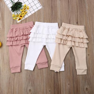 China MIOZING Regular Newborn Baby Ruffle Pants Solid Cute Newborn Gifts Long Pants Infant Toddler Kids Leg Warmers Lovely Bottoms for sale