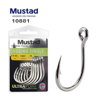 China Go Fishing Barbed Wire High Carbon Steel MUSTAD 10881NP Hook Fishing Bait Hook High Yield Barbed Saltwater Building Hooks for sale