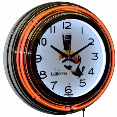 China Instant Battery Driver 12V 15 Inch Round Neon Clock for sale