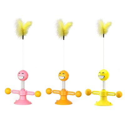 China High Selling Viable Hot Popular Elasticity Sucker Funny Replaceable Cat Feather Cat Spring Toy Pet Toys for sale