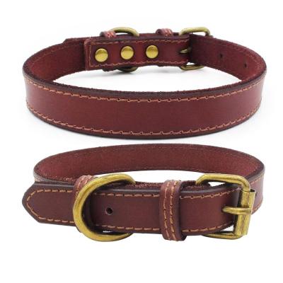 China Classic Dog Collar Stocked Leather Dog Shock Collar Fashion Metal Adjustable Custom Buckle Quality for sale