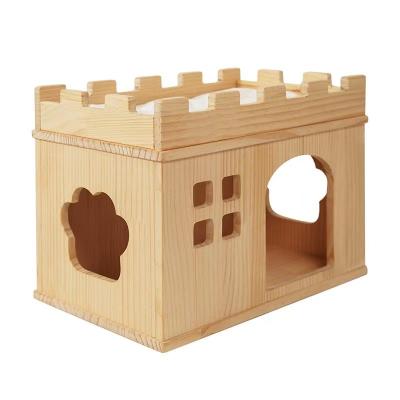 China Direct Furniture Cat House Wood Pet Solid Comfortable Cat Tree Pet Wooden House Wooden Pet Viable Factory for sale