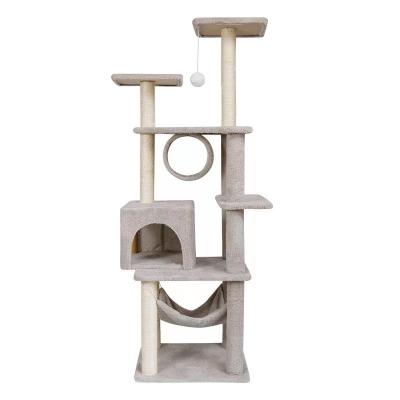 China Sustainable Fashion Design Lined Frame Living Room Cat Tree Tower Fashionable Cat Tree House Of Standing Tall High for sale