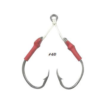 China High Strength Jig Aid Hooks , Twin Aid Hook Fishing Basting Hooks for sale