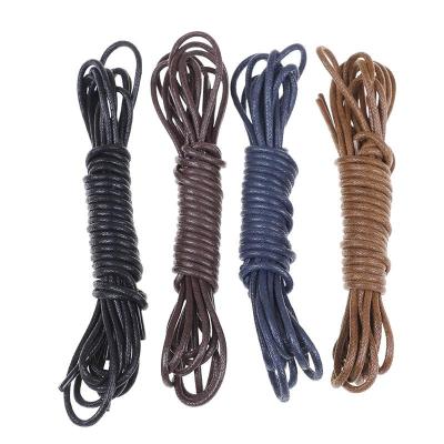 China Round / Flat 3mm Series Waxed Cotton Shoe Laces Waxed Cotton Shoe Laces Round Thick Laces for sale