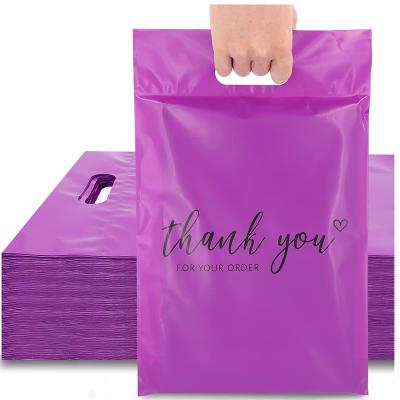 China custom packaging thank you poly mailer mailing bag with handles for clothing poly mailers custom print logo with handle for sale