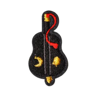 China Handmade Cloth Patch Cute Violin Embroidered Sew Iron On Designer Iron Patches for sale