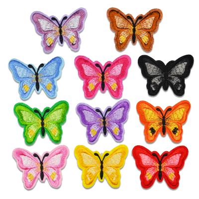 China Handmade High Quality Colorful Iron On Embroidery Butterfly Patches For Lady Dress for sale