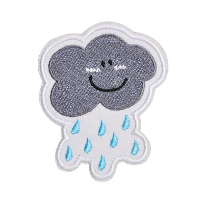 China Hot Factory 3D Design Customized Cute Gray Cloud Embroidery Patches For Apparel for sale