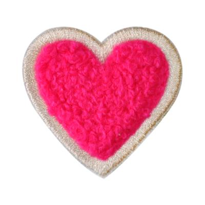 China high quality custom 3D cartoon rose heart badges towel patches for clothing for sale