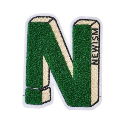 China Viable Factory Wholesale Supply Custom Color PVC Letter N Badge Towel Embroidery Patches For Apparel for sale