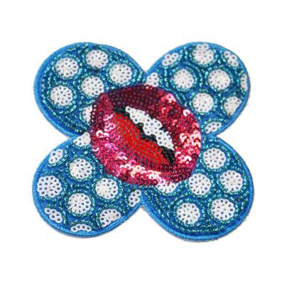 China wholesale cheap fashion 3D flower sequin applique iron on embroidery patch for sale