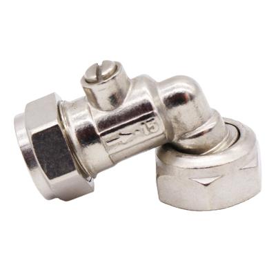 China TAIZHOU QIONGYU factory general nickel plating elbow 90 degree angle 15mm brass isolating valve price for sale