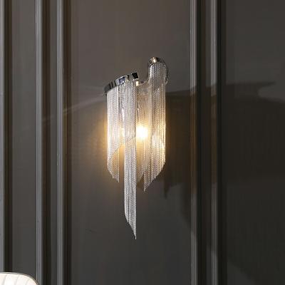 China Decorativel Lighting Nordic Aisle Light Luxury Aluminum Chain Simple Post-modern Wall Lamp Creative Tassel Bedroom Bedside Lamp for sale