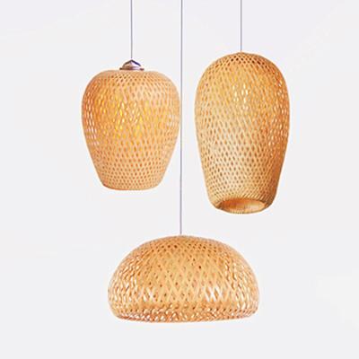 China Art Superior Handwoven Bamboo Chandelier Crystal Garden Living Room Study Lamp Natural Bamboo Silk Entrance Lighting for sale