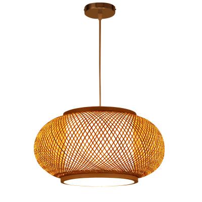 China Decorativel Lighting Art Pendant Rattan Restaurant Chandelier Wood Light Woven Japanese Creative Bamboo Chandelier for sale