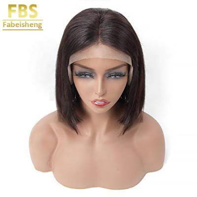 China FBS Straight 10 Inch Short Bob Wig With Toupee 13*6 Women's Hair 100% Virgin Hair Wigs For Black Women for sale