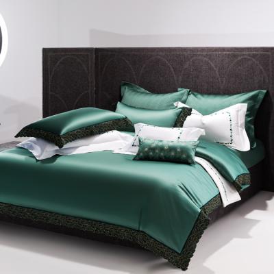 China Folded Factory customized luxury 100% cotton bed sheets set wholesale green high quality cotton bedding for sale