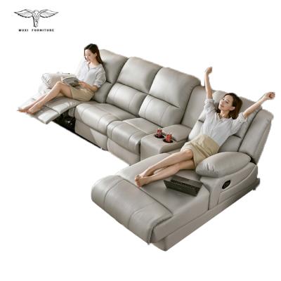 China Simple First-class Leather Electric Sofa Top Layer Cowhide Modern Massage Multifunctional Combination for sale