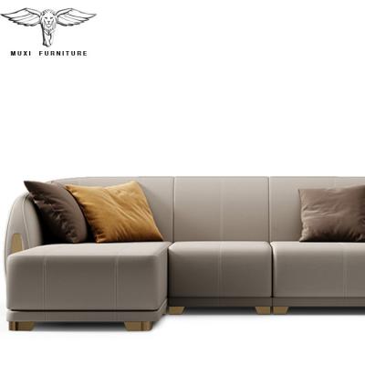 China Other Modular Living Room Sofa Furniture Luxury Corner Leather Gold Modular Sectional Leather Sofa Furniture for sale