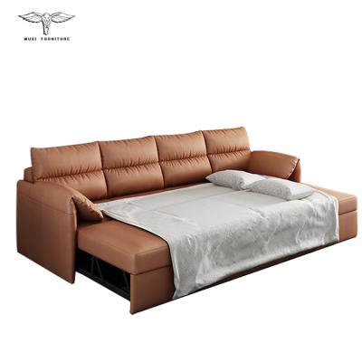 China Italian Leather Art Sofa Bed Dual-Purpose Foldable Simple Massage Luxury Multifunctional Sofa for sale