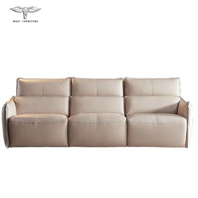 China Modern Lightweight Luxury Leather Electric Function Sofa Furniture Sofa Set Minimalist First Layer Cowhide Massage for sale