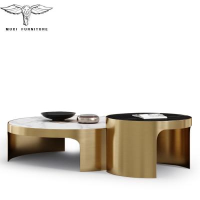 China 2 Piece Black Gold Modern Adjustable Luxury Designer Mushroom Classic Black (Others) Block Modern Marble Coffee Tables for sale