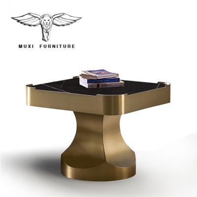 China (Other) Small Stone Marble Side Table Metal Adjustable Cube Sintered Modern View Set Nordic For Living Room Modern Traditional Luxury for sale