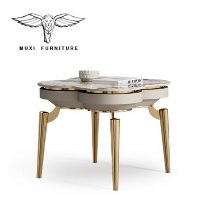 China Gold Adjustable French Marble Round Stone Metal Table and Coffee Table (Others) Gold Tavolino DA Salotto Side Models New for sale