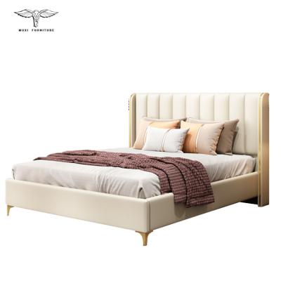 China MUXI Storage Light Master Bedroom Luxury Modern Minimalist American Leather Bed For Bedroom for sale