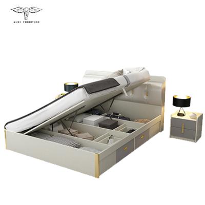 China Pneumatic Side Bed Open Storage Light Luxury Modern Minimalist Master Bedroom High Storage Box for sale