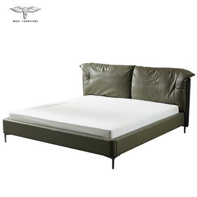 China Fashional Latest Fashional Single Upholstered Faux Leather King Size Steel French Bed Sets Adjustable Modern Luxury Double Bedroom Bed for sale