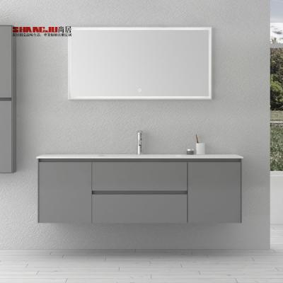 China High Quality Modern Australian Standard Veneer Black Wooden Edge Bathroom Vanity Eased Cabinet for sale