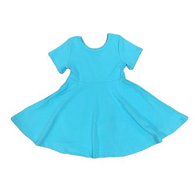 China Other Girlymax Fashionable Short Sleeve Kids Clothes Summer Solid Twirl Dresses Designs Babies Dress for sale