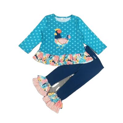 China Comfotable Girlymax Spring/Winter Baby Boys Outfits Set Jade Farm Chick Ruffles Boutique Children Cotton Clothes for sale