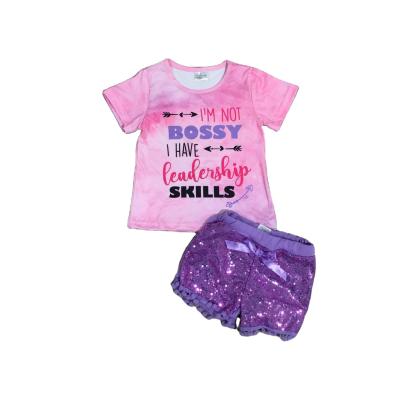 China Comfotable Girlymax Pink T-shirt Tie Dye Raglan Sequins Shorts 2021 Girls Boutique Kid Clothing Set for sale