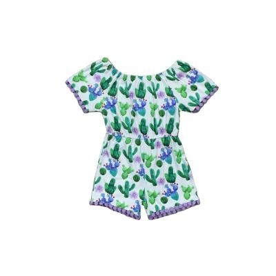 China Cactus Newborn Pom-pom Summer Comfotable Cotton Babies China One Piece Jumpsuit Clothes for sale