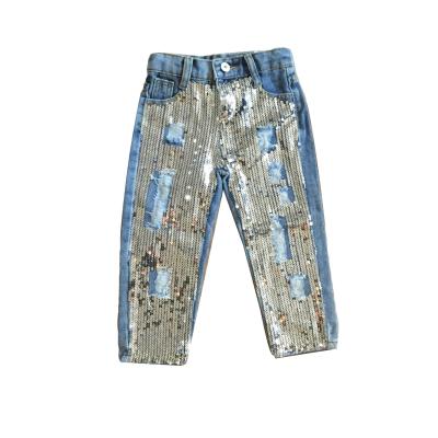 China Girlymax straight high quality denim straight kids fashion pants kids jeans pants for girl for sale