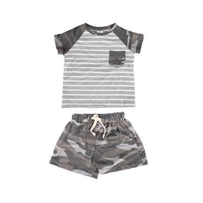 China RTS Girlymax Summer Casual Shorts Sleeve 2 Piece Outfits Kids Clothes Boys Camouflage Shorts Set Cotton for sale