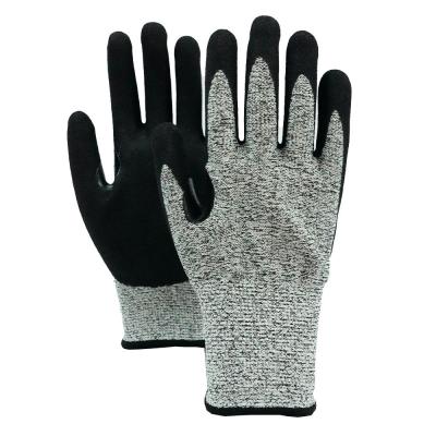 China Sandy Nitrile Coated Cut Resistant Gloves , Anti Slip Work Gloves For Construction Worker for sale