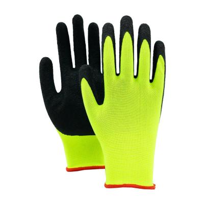 China Black Crinkle Latex Coated Gloves Waterproof Abrasion Resistant Work Gloves for sale