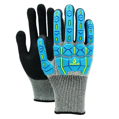 China Anti Cut Anti Collision Sandy Nitrile Gloves , TPR Impact Gloves For Hand Protection for sale