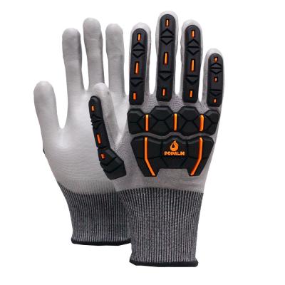 China Anti Cut Anti Slip Knuckle Protection Gloves 18 Gauge PU Coated Work Gloves for sale