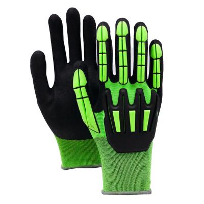 China TPR Anti Impact Anti Slip safety gloves Oil Resistance Nylon Nitrile Work Gloves for sale