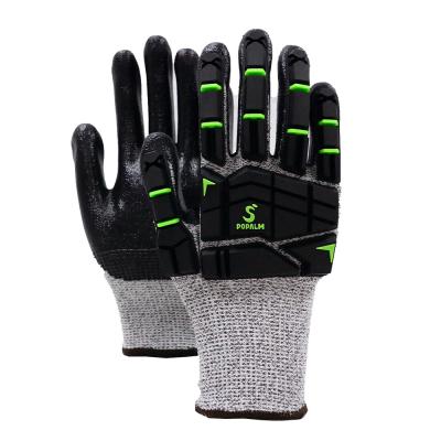 China 13 Gauge HPPE Cut Resistant Gloves Anti Slip Nitrile Finish Impact Resistant Work Gloves for sale