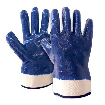 China Full Coating Chemical Resistant Gloves , Durable​ Blue Nitrile Coated Safety Gloves for sale