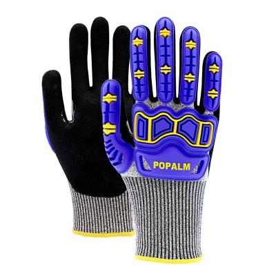 China Anti-Impact Anti-Cut gloves Construction Protection TPR Safety Gloves Industrial Grip nitrile Coated Work gloves for sale